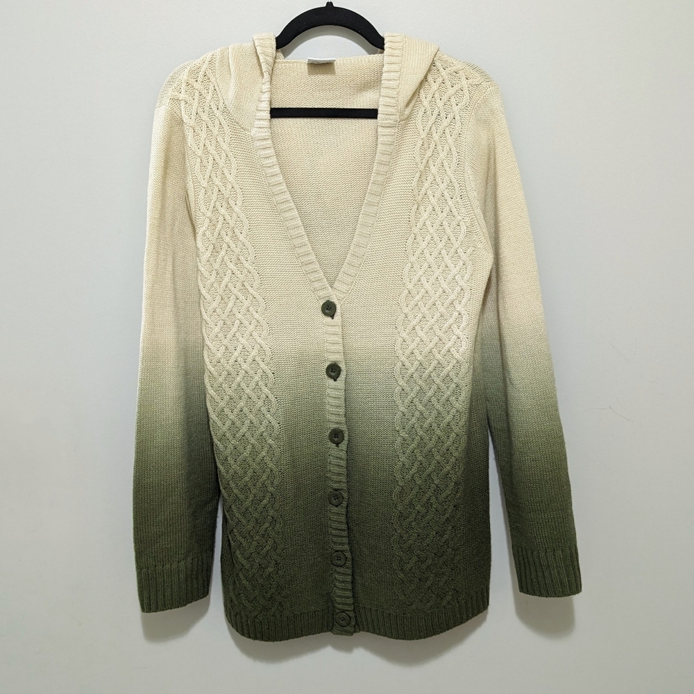 Ombre dip dye hooded cardigan